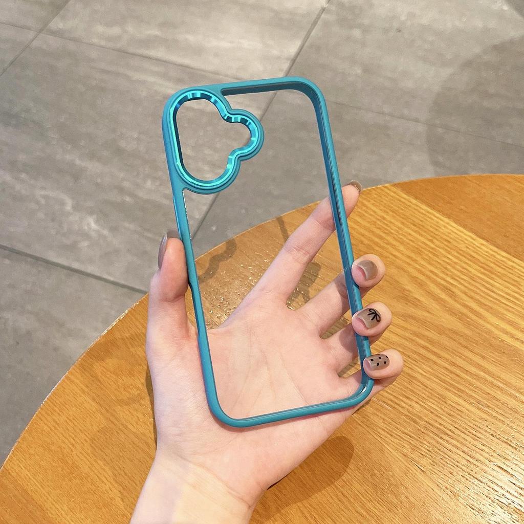 Applicable Apple iPhone 17ProMax Solid Color Case for iPhone 16, 15, 14 - Metal, Transparent, Recessed, Anti-Fall, Women's.