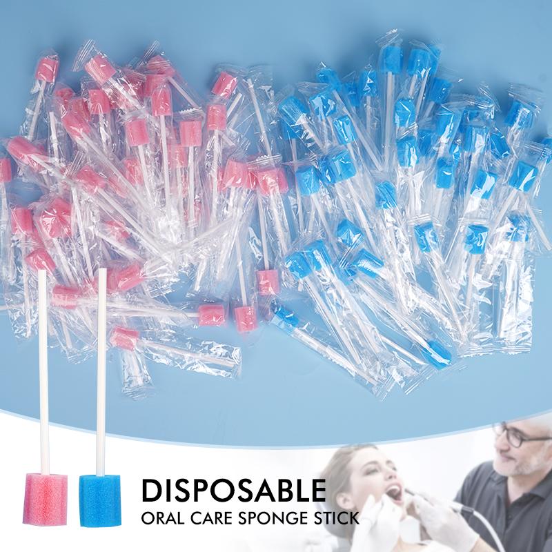50 Stück/Packung Einweg Mundpflegeschwammstäbchen Weiche Saugfähige Zahnreinigungsstäbchen Tragbares Dentalhygienewerkzeug