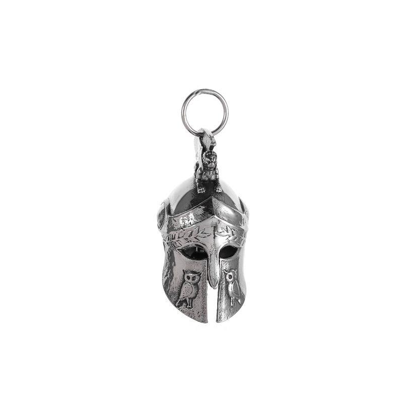 Vintage Viking Odin Bell Pendant Necklaces Stainless Steel Luck Motorcycle Biker Bell Hanger Spartan Roman Mask Helmet Jewelry