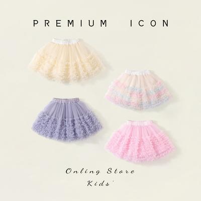 Mädchen Mesh TUTU Rock 2025 Sommer neu Kinder süße Prinzessin flauschiger Kuchenrock