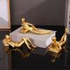 Small Gold Decoration Fun Paperweight, Reading Women Statue for Home Office Bookshelf Living Room Desk Decoration