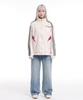 Cream Soda Lab Suede 4-Stripe Track Contrast Zip-Up Ivory