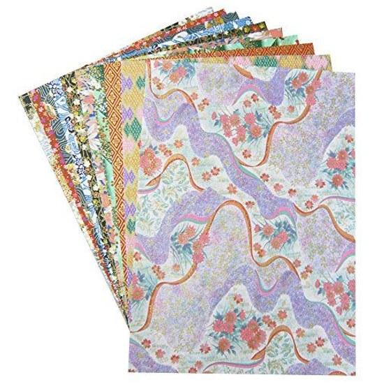 Washi Kawa Sumi Chiyogami Yuzen B4 Size Approximately 25.736.4cm Assorted Patterns 10 Sheets Included