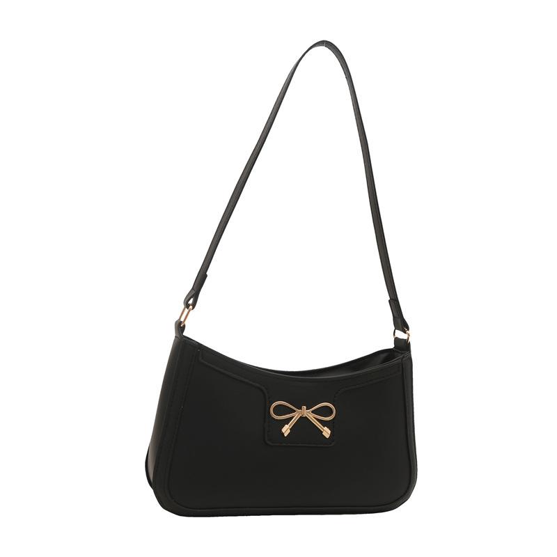 2025 autumn new popular bow solid color large capacity fashion texture simple crossbody armpit women's bag