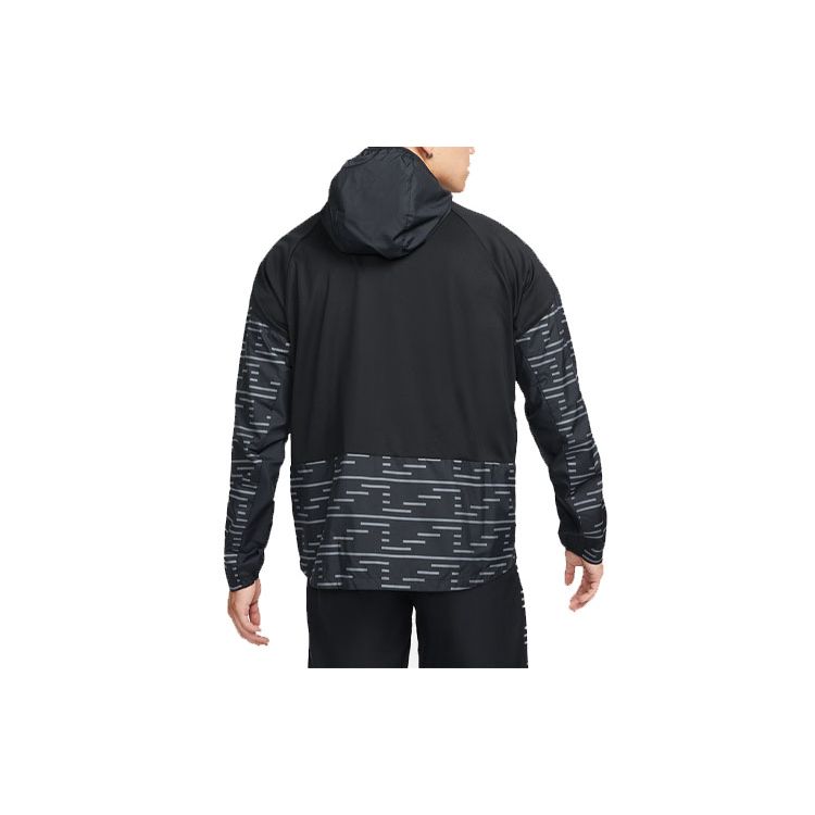 Nike Color Block Striped Running Training Hooded Jacket Men jackets Black DD6103-010