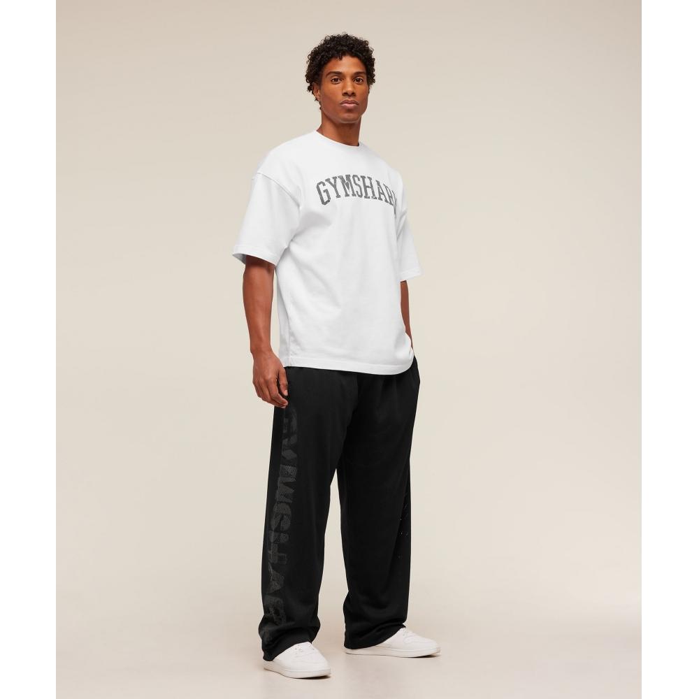 Gymshark Graphic Wordmark Mesh Wide Leg Pants Black A4b6l Bb2j