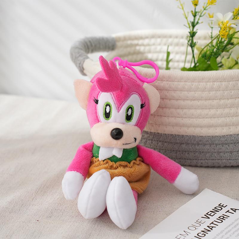 Adorable Plush Toy Keychain With Sonic The Hedgehog Pendant In Various Colors
