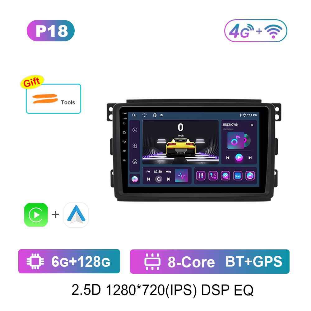 HD Screen Android Car Radio Multimedia Video Player for Smart Fortwo 451 2005 - 2010 GPS Navi 4G WiFi Bluetooth DSP Stereo