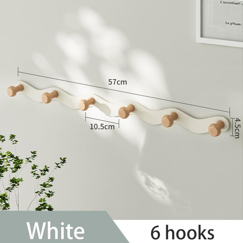 Punch-Free Wave Shape Hook On The Door Iron Raw Wood Living Room Hanging Clothes Hook Bedroom On The Door Wall Clothes Storage