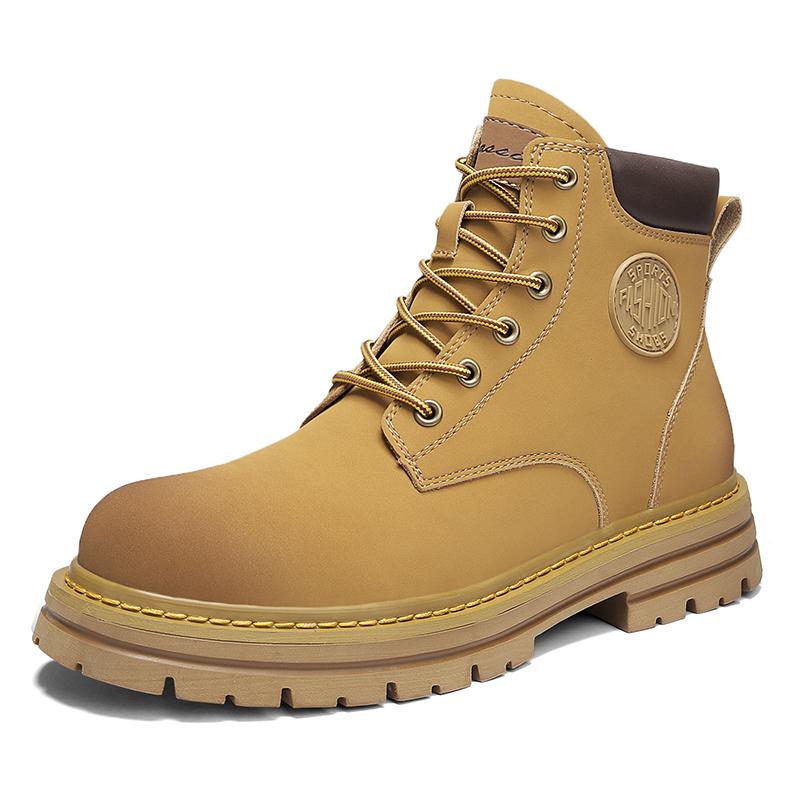 Men High Top Boots Fashion Casual Women Leather Lace Up Ankle Boot Non Slip Hiking Boots for Men Motorcycle Booties Botas Hombre