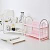 2-Tier Hollow Out Desktop Storage Rack | Retro Style Plastic Organizer Shelf For Kitchen/Bathroom/Office