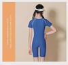 Costum de baie sport dintr-o singură piesă pentru copii 2024 - Mărime medie/mare, subțire, care acoperă abdomenul, cu mânecă scurtă pentru scufundări și izvoare termale