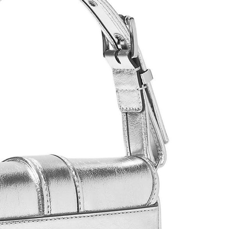 Michael Kors Colby metalen beslag verstelbare schouderband leren tote schoudertas mini dames zilver