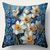 Blue Birds And Flowers Pillowcase Suitable For Sofa Car Bedroom Decorative Cushion Cover Pillow Cover
