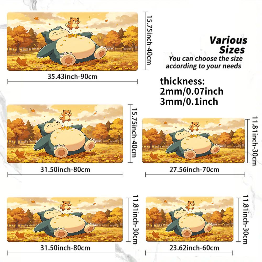 Sleepy Pikachu Autumn Forest Gaming Desk Mat NonSlip Washable 30x80x0.2cm