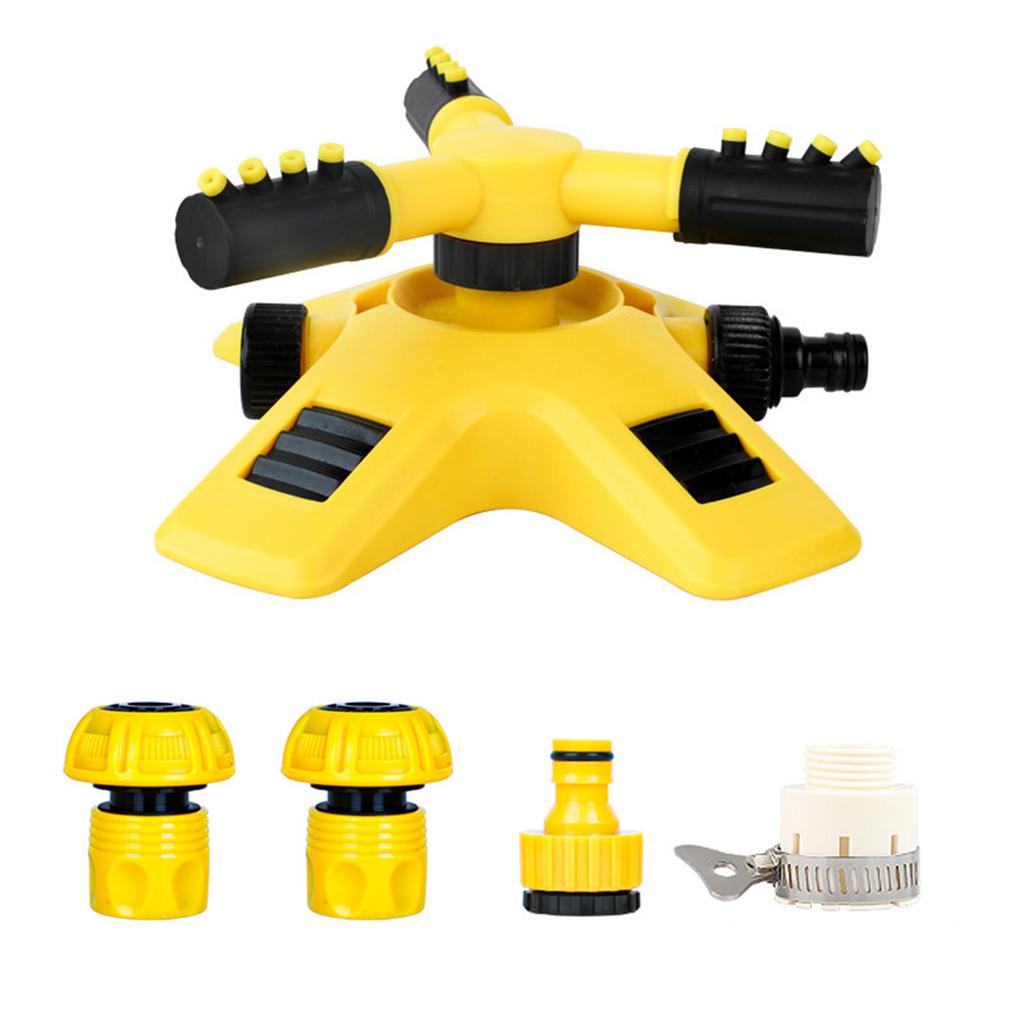 360 Degree Automatic Rotating Lawn Sprinkler Watering System with Adjustable Spray Arms and Hose Connector for Garden Lawn Irrigation