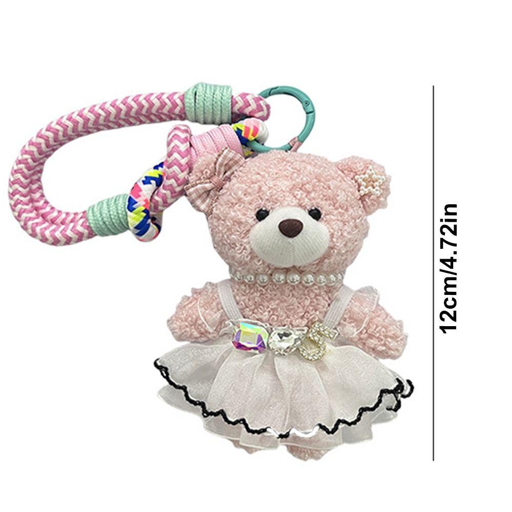 Cute Cartoon Puffy Skirt Little Bear Keychain Soft Bag Charm Trend Plush Doll Pendant Bag Pendant