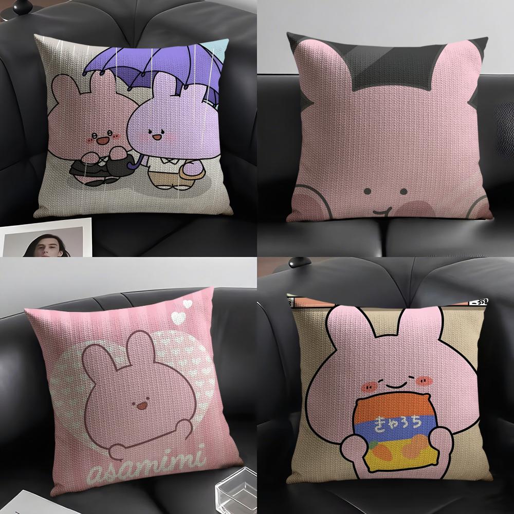 Cartoon AAsamimichan Cute Bunny Singer Pillow Case Pattern Printed Pillowcase For Living Room Sofa Cushion Cover