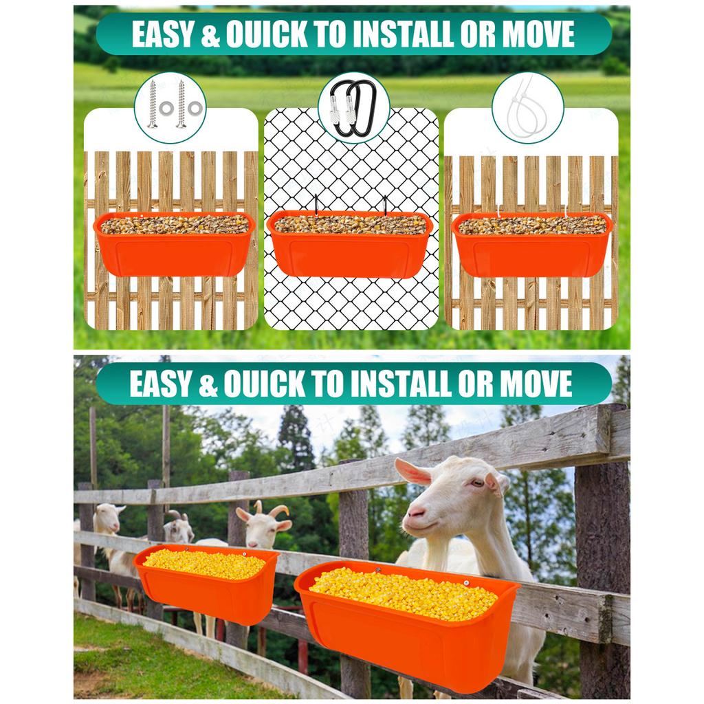 Feeder Durable Hanging Fence Feeder Capacity Spill-proof for Chicken Duck Goose Feeder Feed Trough For Automatic Feeding