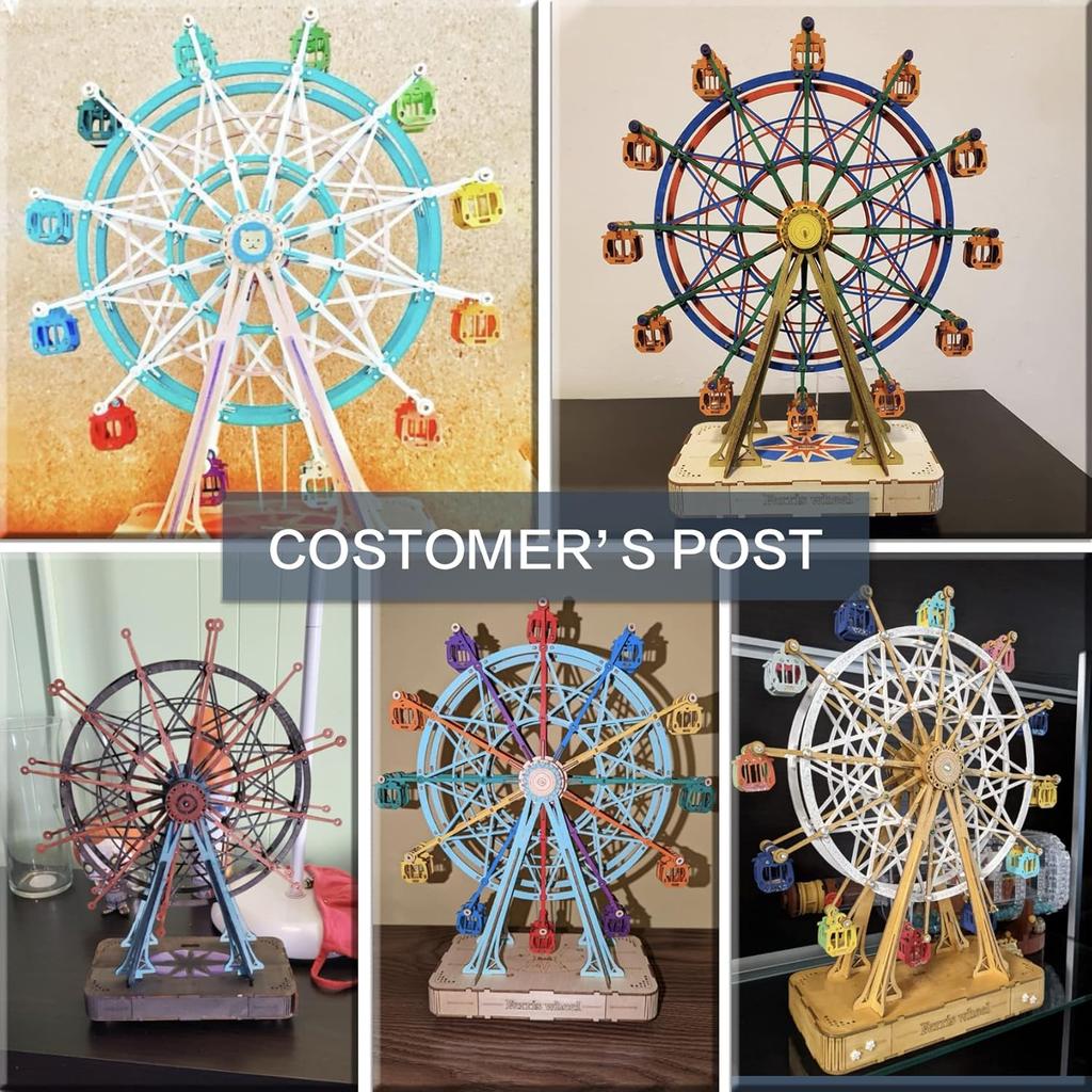 Rowood 3D Puzzles for Adults, Model Kits for Adults, Wooden Music Box,DIY Craft Kits for Adults Teen Boy Gifts on Birthday Christmas - Ferris Wheel