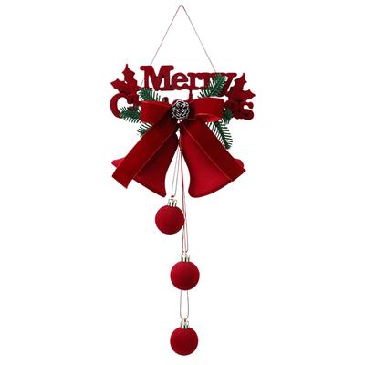 Christmas Decorations - Red Flocked Bell Christmas Tree Ornamental Pendant Velvet Christmas Ball Hanging Ornaments Party Supplie