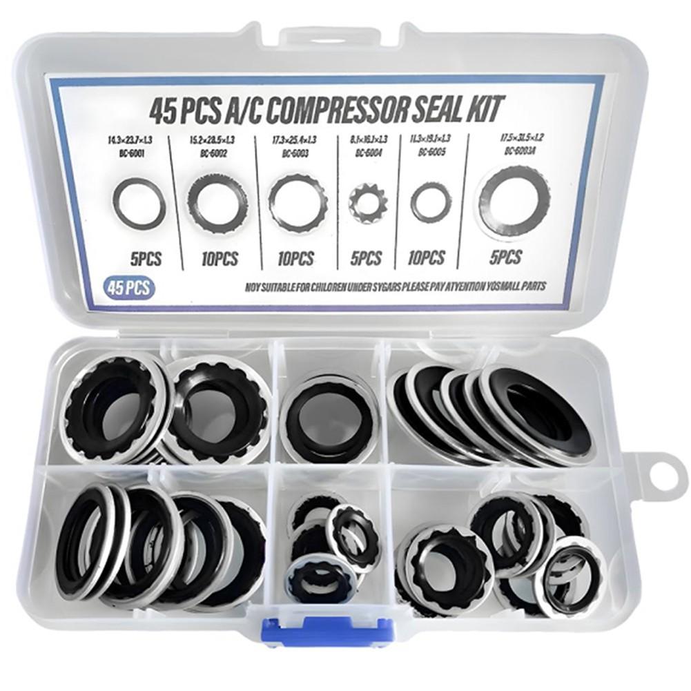 Automotive Compressor Gasket Rubber O-ring Sealing Part 45PCS