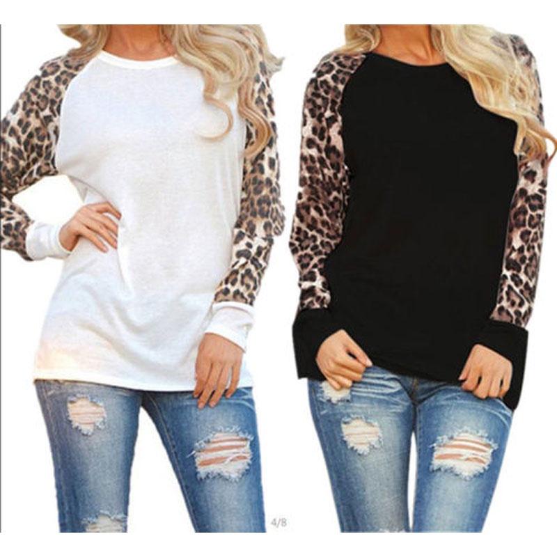 Fashionable Plus Size Womens Long Sleeve Leopard T Shirts With A Loose And Easy Fit