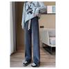 Dames Dikke Casual Broeken Herfst Winter Plus Fleece Warm Lampenwol Kern Rechte Pijp Wijde Pijp Broeken Comfortabel Effen Kleur Mode Slank Makende Broeken