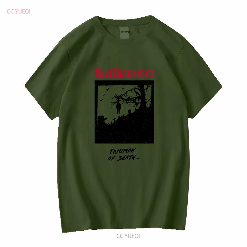 Hellhammer T-Shirt lange oder kurze Ärmel vintage gewaschen Mode Streetwear homme Bequem Unisex Designerkleidung Weich