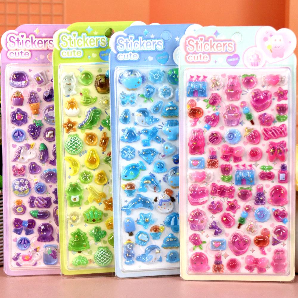 3D Cartoon Crystal Bubble Stickers for Kids - Fun and Cute Decorative Embossed Stickers Gift