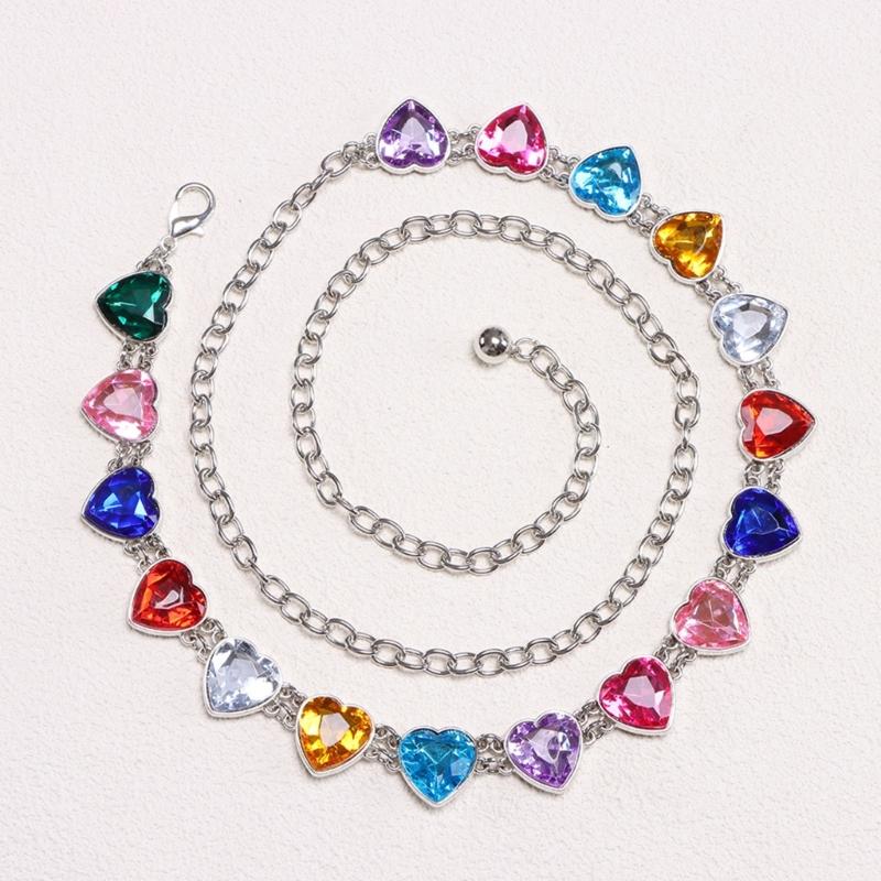 Colorful Waist Belt Stylish for Stage Dance Music Festival Jeans Dress Belt Body Jewelry Chain Belly Dance