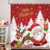 Merry Christmas Shower Curtain, Cute Santa Claus Reindeer Snowman Winter Holiday Bathroom Decor Polyester Fabric Waterproof