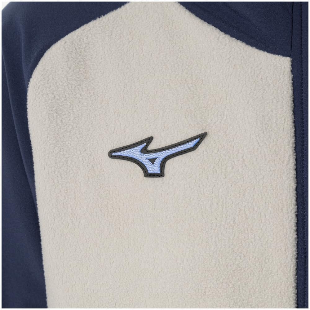 Mizuno Waterproof Fleece and Training Cloud Beige x Pageant Blue Women's Hoodie, Water-Repellent Warm, Wear, 32MCB880,