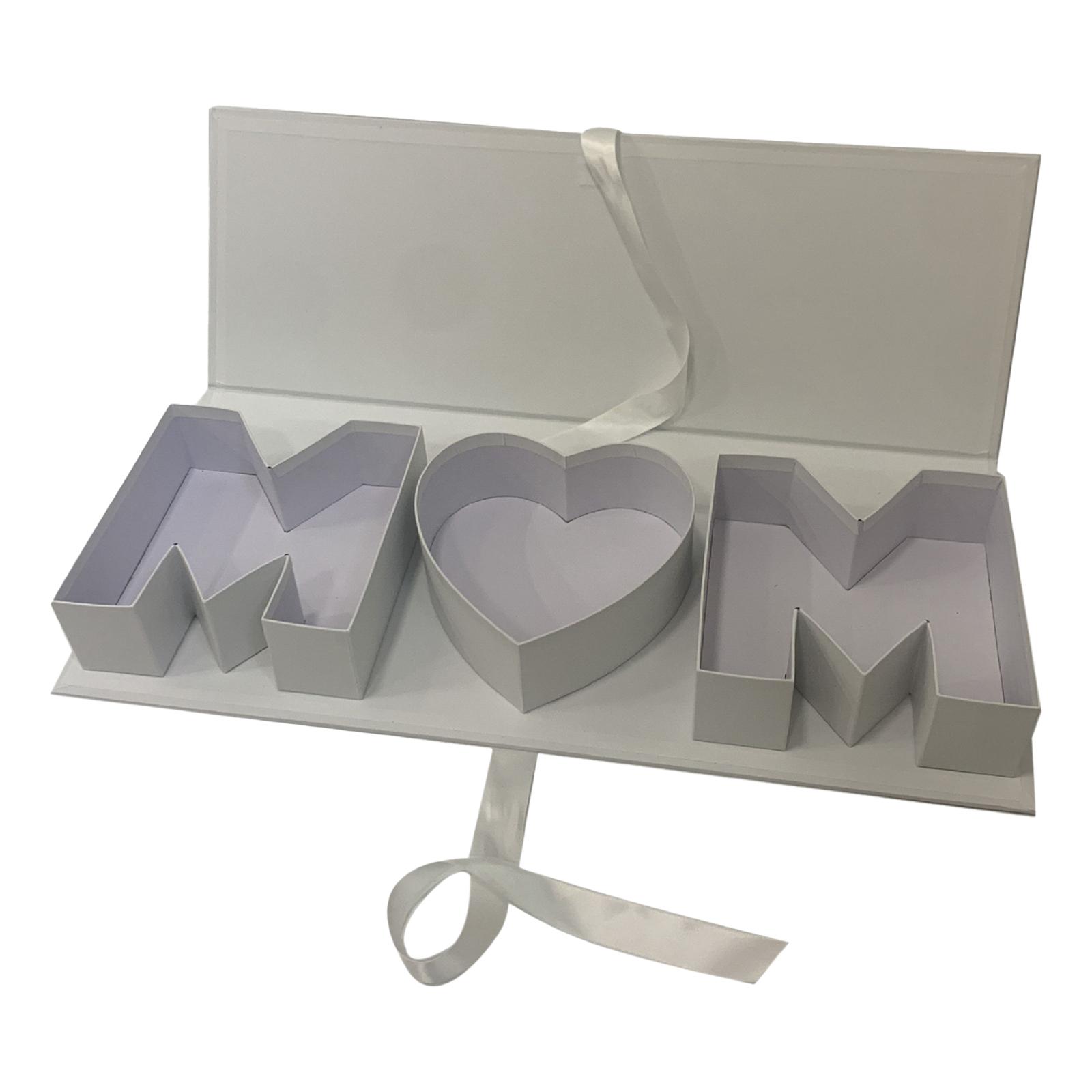 

Mom Letter Shaped Empty Flower Box Mother s Day Creative Floral Packaging for Valentines Anniversary DIY Decorations Parties белый