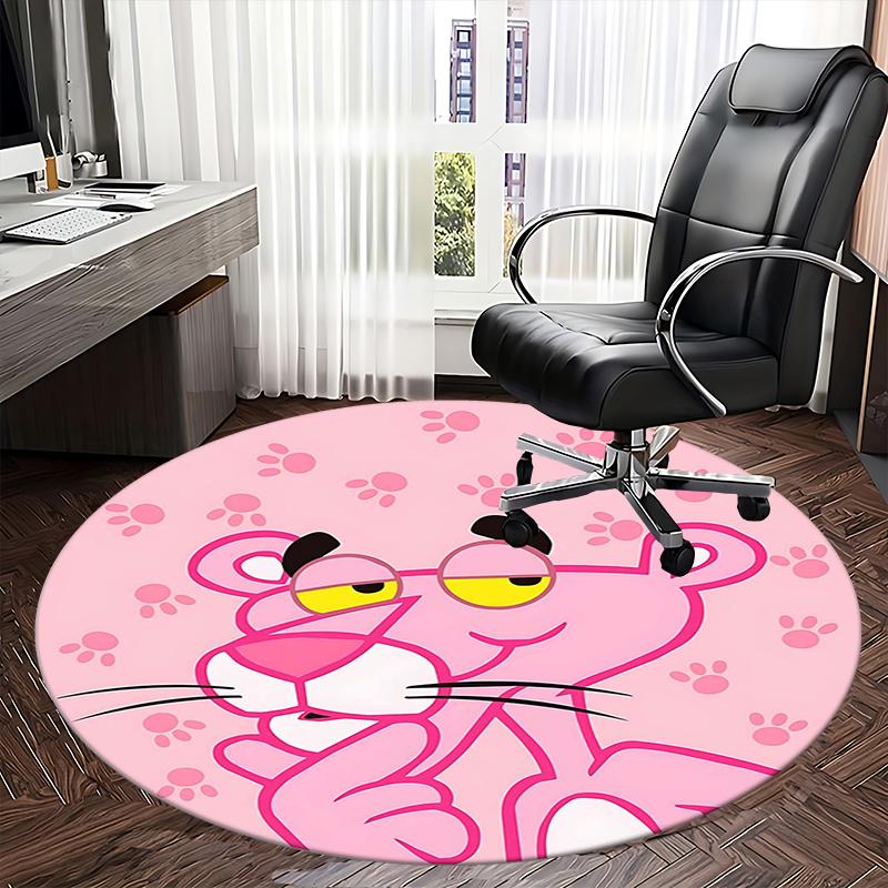 Pantera Rosa, Tappetino per sedia Tappeto rotondo Tappeto per ufficio, Lavabile in lavatrice, Antiscivolo, Adatto per Soggiorni, Camere da letto