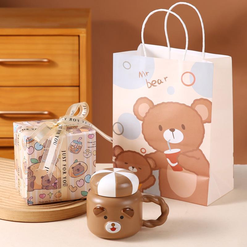 Cartoon Ceramic Mug Cute Animal Water Cup Girl Public Office High Looking Birthday Gift