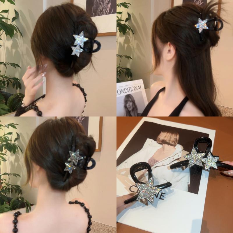 Large Glittering Five-Point Star Hair Clip for Women - Updo Claw Clip, Short Permed Hair Shark Clip, Half-Up Hairpin