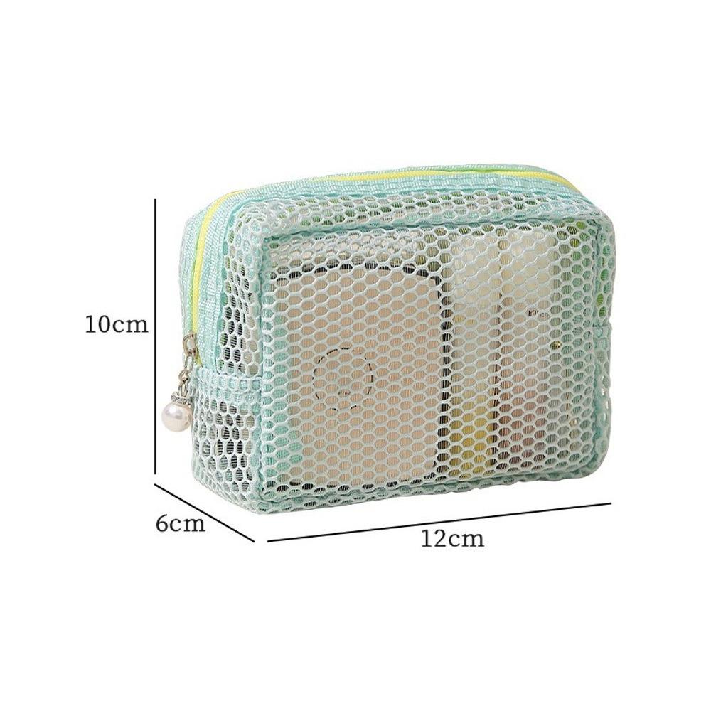 

Portable Mesh Handbag Large capacity Storage Bag for Travel Gifts Drainable Makeup Bag style 2 blue