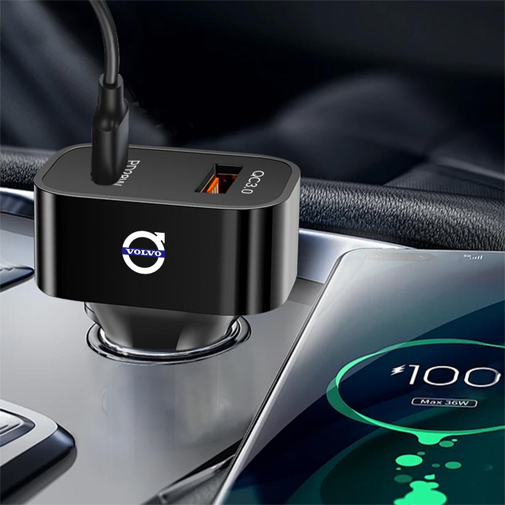 Car Charger USB PD 25W Fast Charging For Xiaomi Huawei iPhone Car Phone Adapter Socket Cigarette Lighter For Volvo RDESIGN