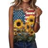 Women Sleeveless V Neck Button Front Casual Top with Star Print Pattern Relaxed Fit for Everyday Wear