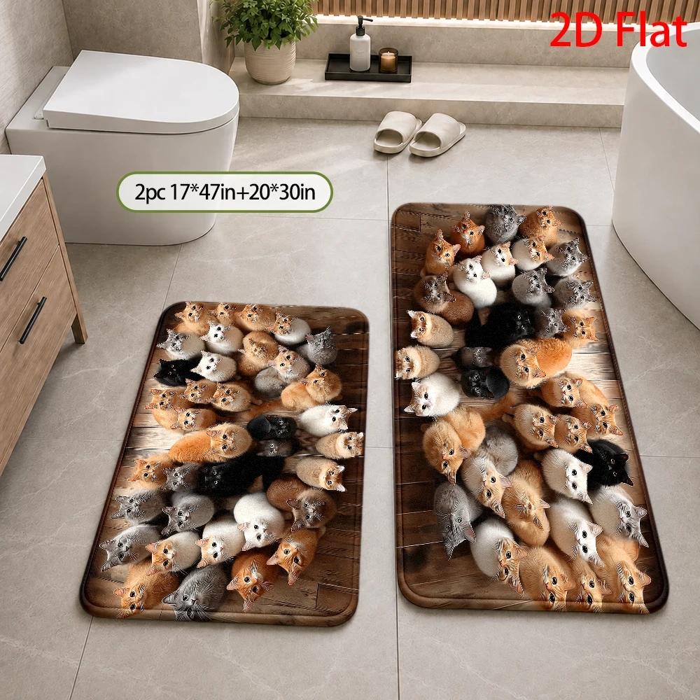 Cute Cat Lover Area Rug Non Slip Washable Floor Mat For Bathroom Living Room Home Decor