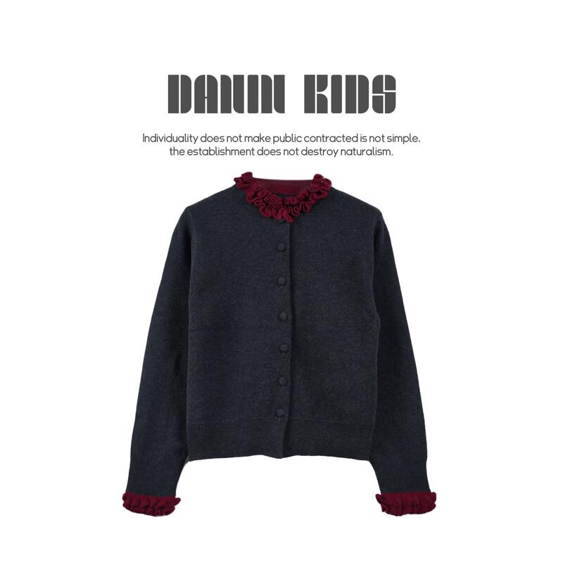 

Girls Double Layer Ruffle Knit Cardigan Sweater 160