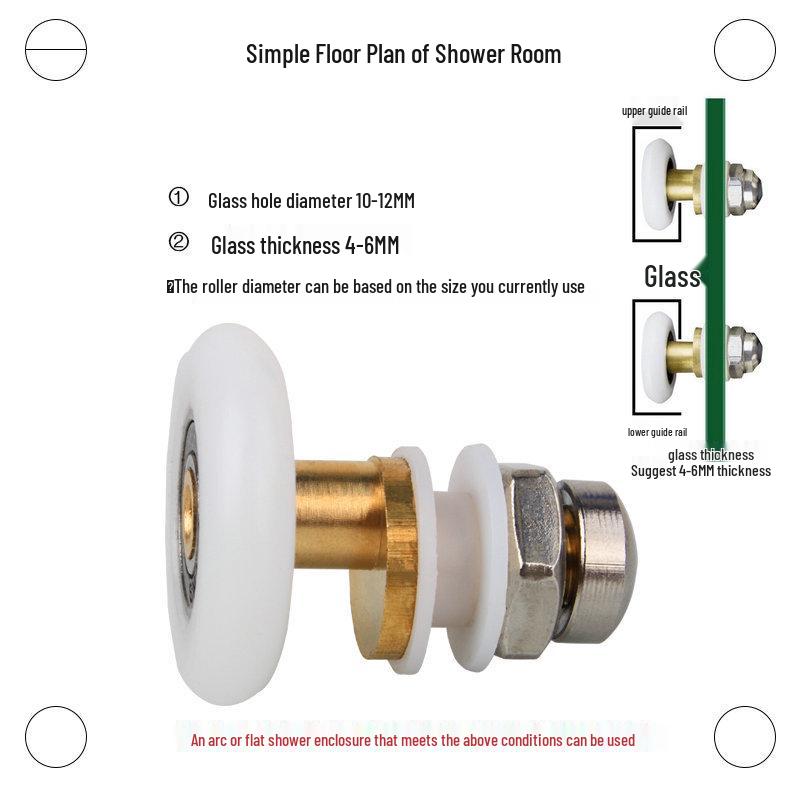 Vintage Shower Door Glass Sliding Pulley - Eccentric Wheel Accessories for Bathroom