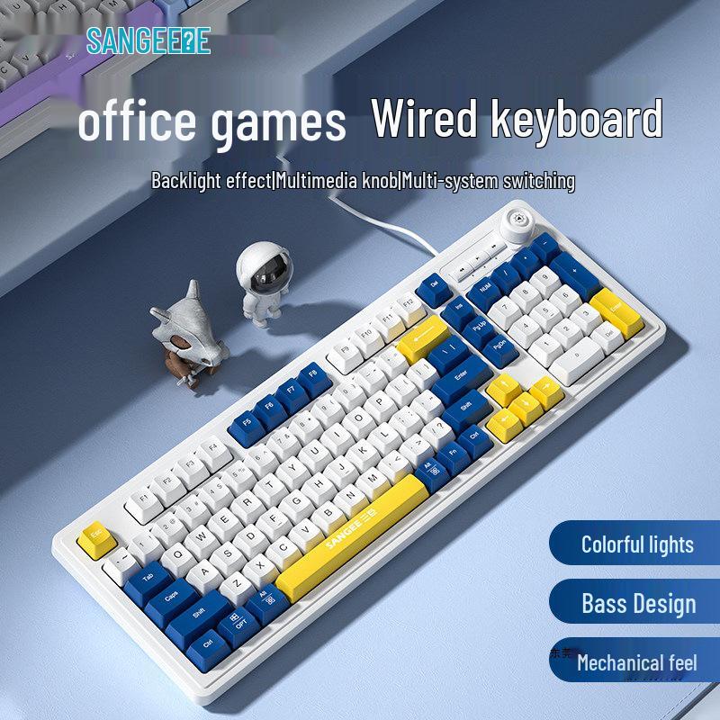 Three Giants Wired Gaming Keyboard & Mouse Set - Mechanical Feel, High Aesthetic Value for Esports, Laptop, & Office Use