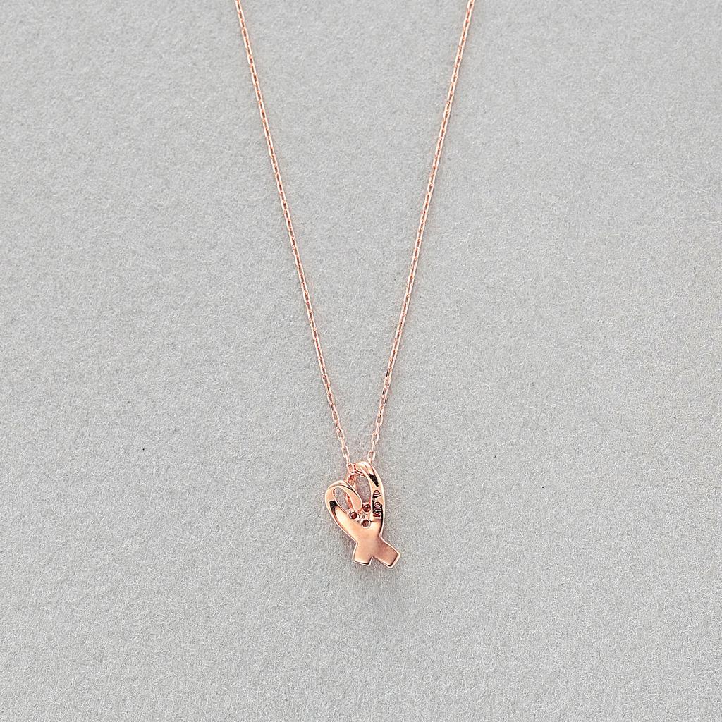 Estelle Women's K10 Pink Gold Diamond Heart Necklace (0442-0398-0020-0000)