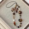 New Bowknot Leopard Print Phone Charms Beaded Anti-Lost Phone Hanging Rope Love Heart Phone Wrist Strap Jewelry