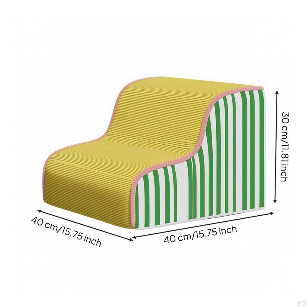 Foam Dog Stairs | Easy to Clean, Sturdy, Pet Steps with Washable Cover, for Sofa 2step Yellow Green