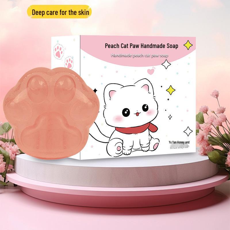 Peach-Scented Cat Paw Soap: Cute Cartoon Moisturizing Facial & Bath Essential Oil Cleanser