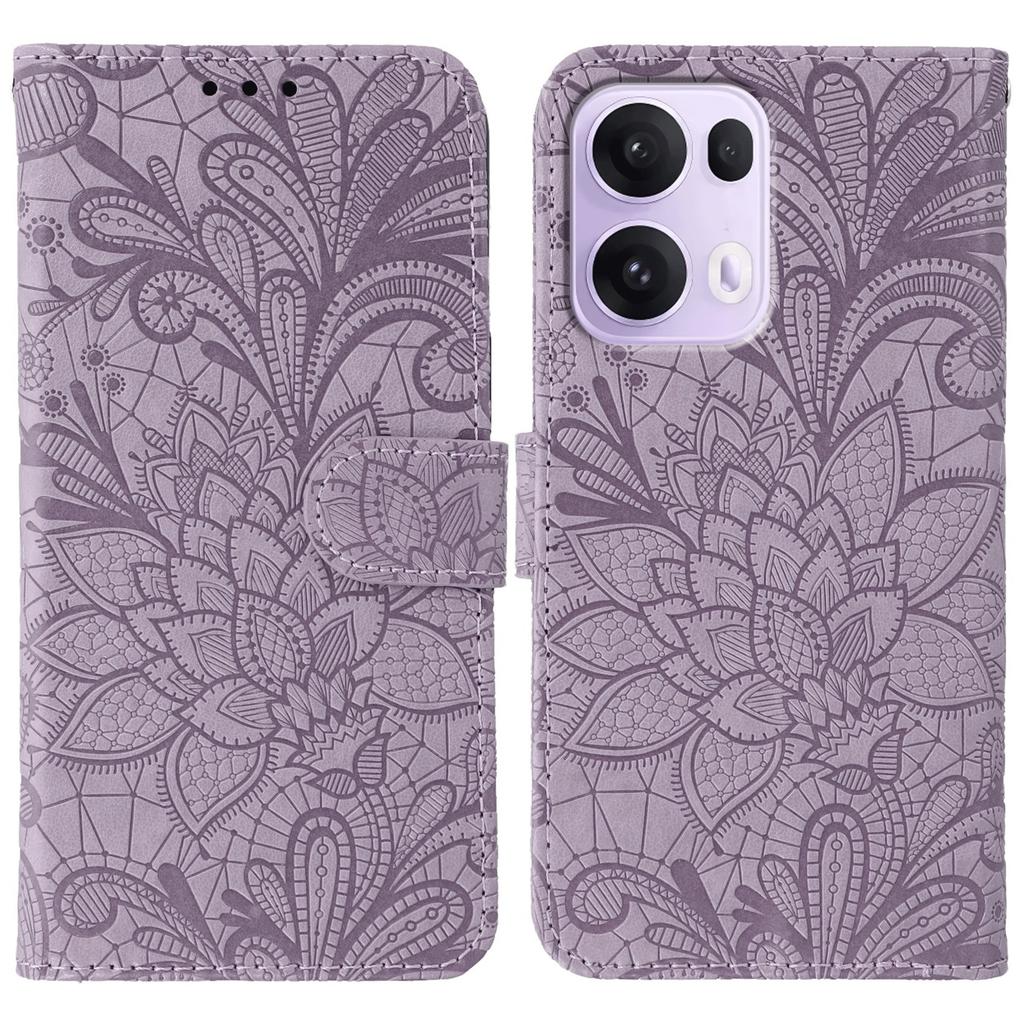 For Oppo Reno13 Pro 5G Case Lace Flowers PU Leather Flip Wallet Phone Cover
