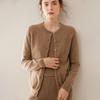 Damen Kaschmir Rundhals Einreiher Cardigan Pullover - Mittel-Dick - Frühling/Herbst